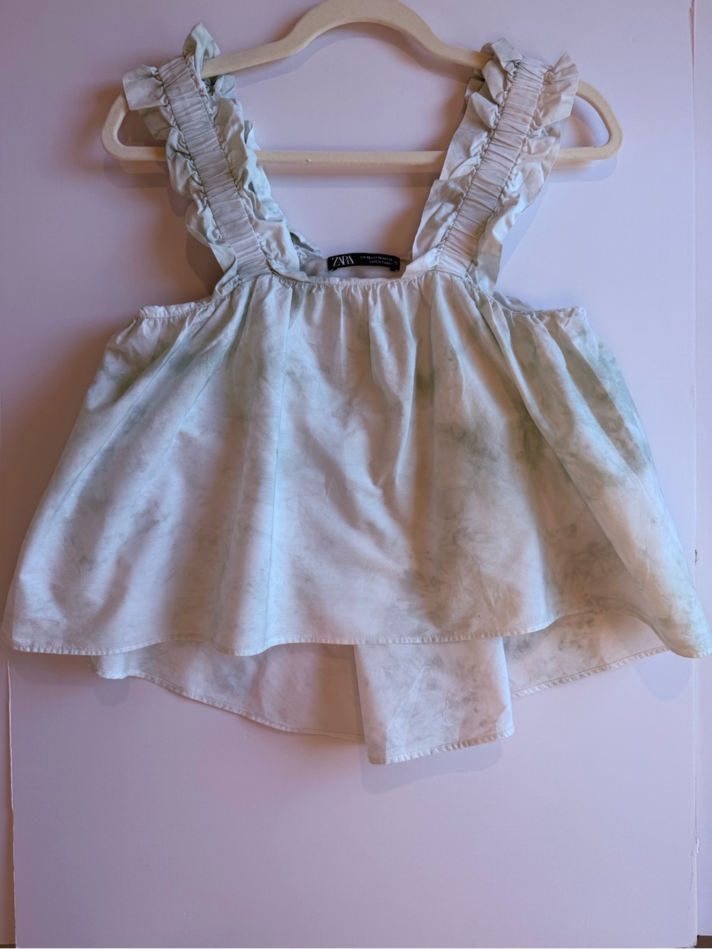 Zara Girls Pale Mint Ruffle Strap Tank Top